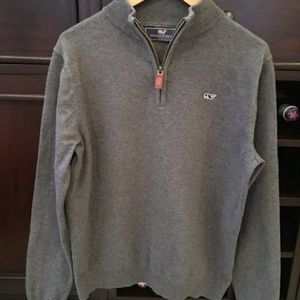 Vineyard Vines Grey Cotton Quarter 1/4 Zip